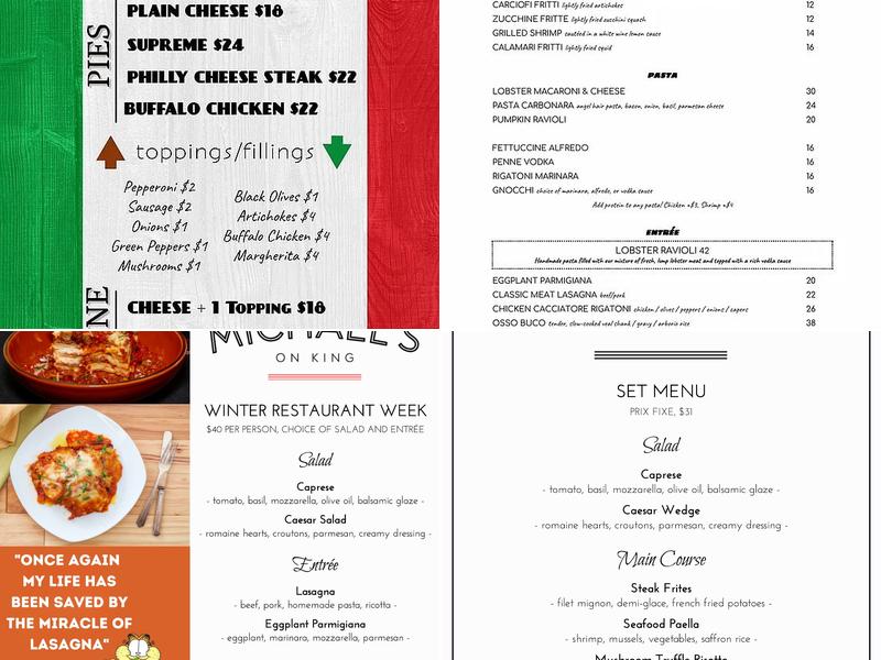 Michael's on King Menu