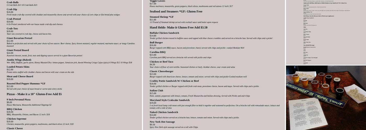 Bull Island Brewing Company Menu