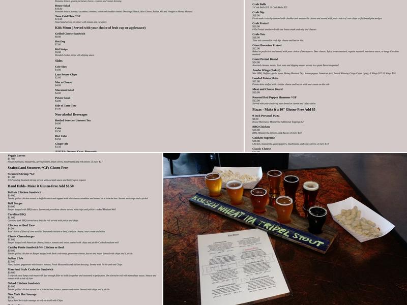 Bull Island Brewing Company Menu