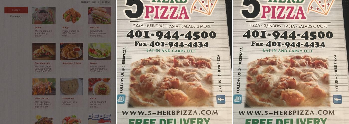 5 Herb Pizza Menu
