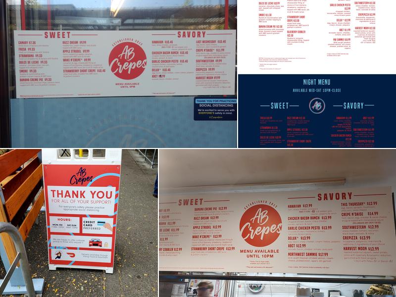 AB Crepes Menu