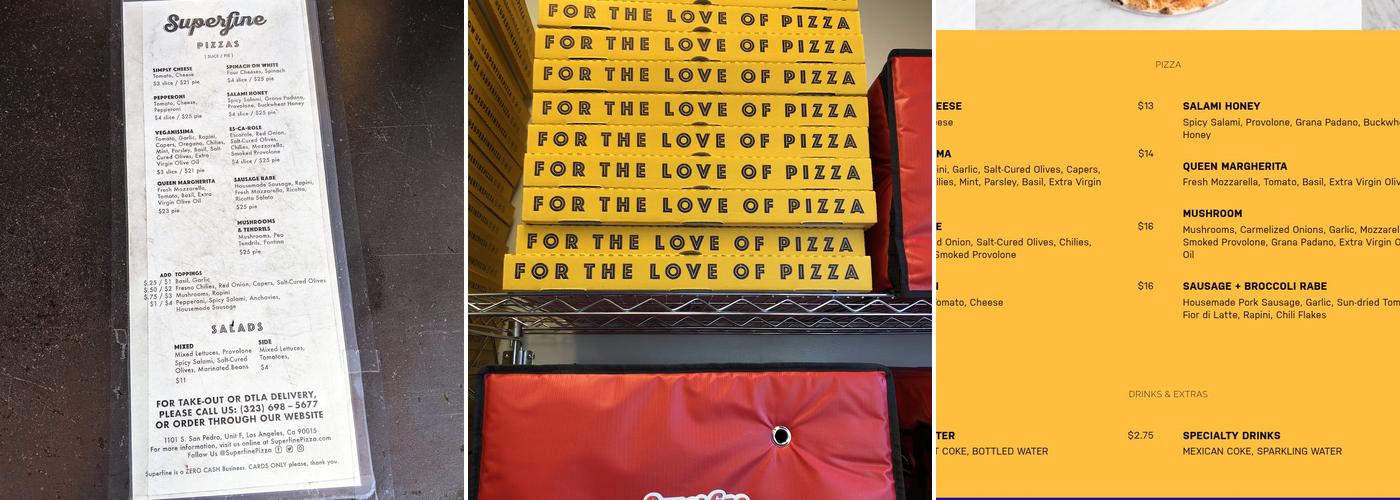 Superfine Pizza Menu
