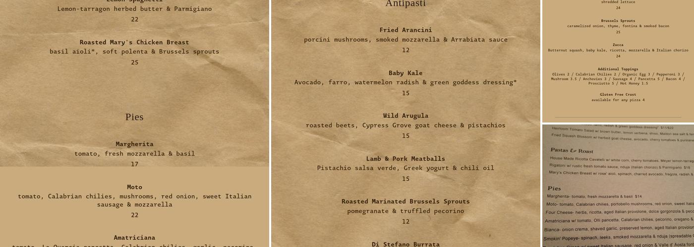 Ragazza Menu