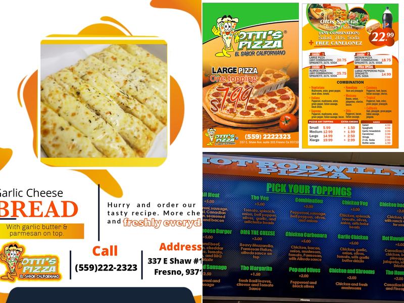 Hot Rod Willy’s Pizza Menu