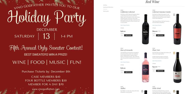 Vino Godfather Winery Menu