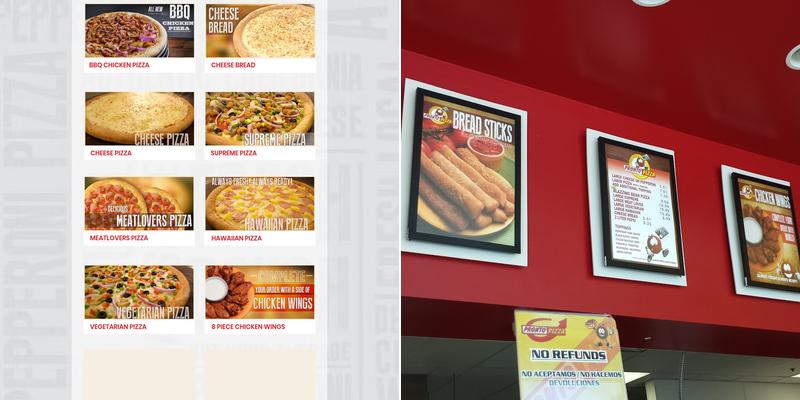 Pronto pizza Menu