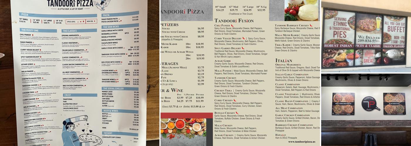 Tandoori Pizza Menu