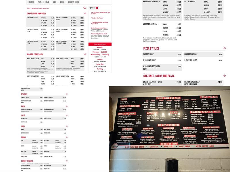 Livermore's Big Apple Pizza Menu