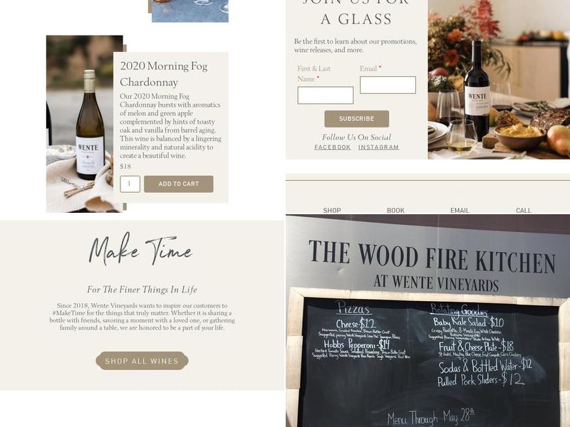 Wente Family Estate Production Menu