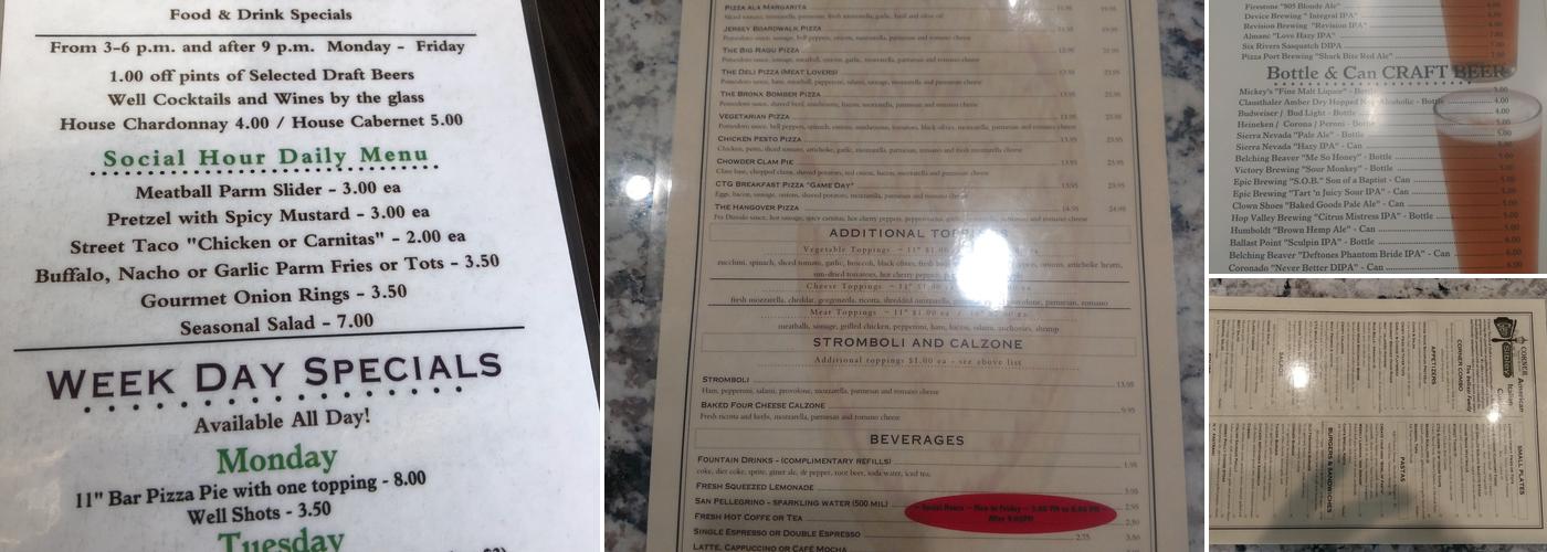 Corner Tavern & Grill Menu