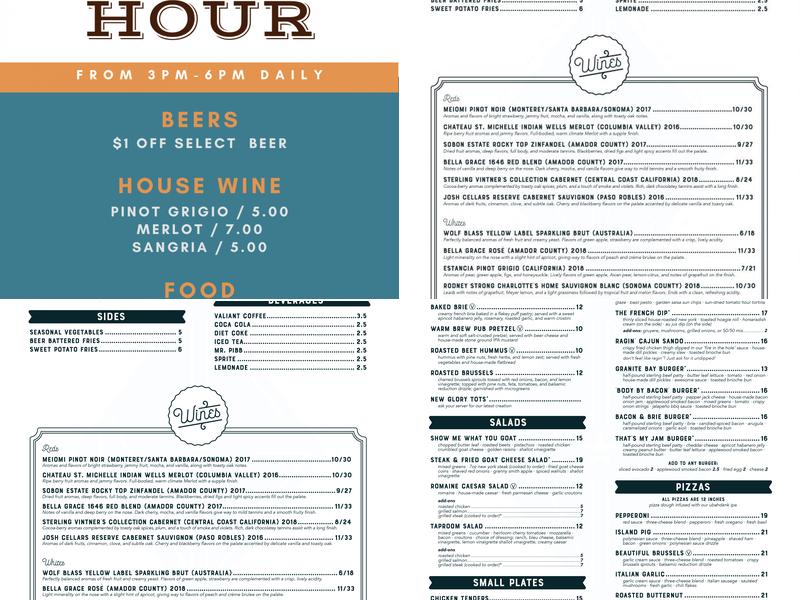 New Glory Eatery & Taproom Menu