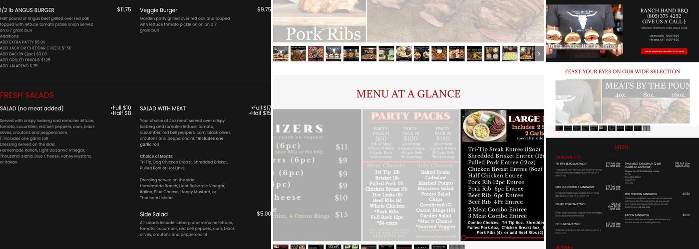 Ranch Hand BBQ Menu