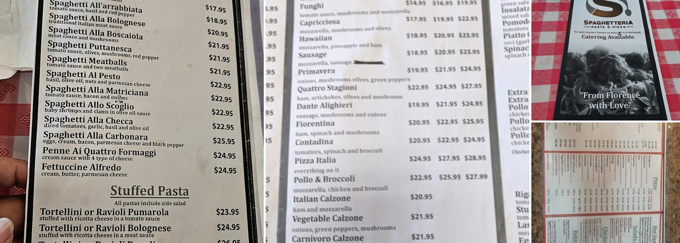 Spaghetteria Menu