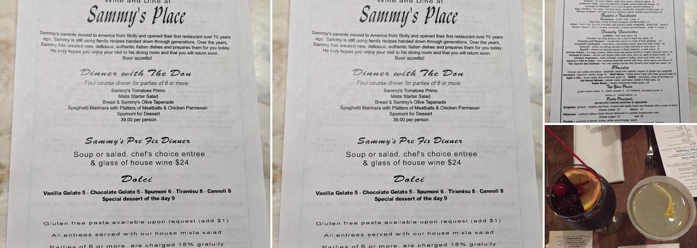 Sammy's Place Menu