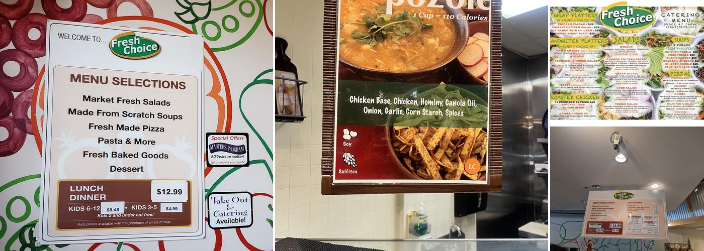 Fresh Choice Menu