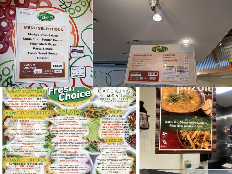 Fresh Choice Menu