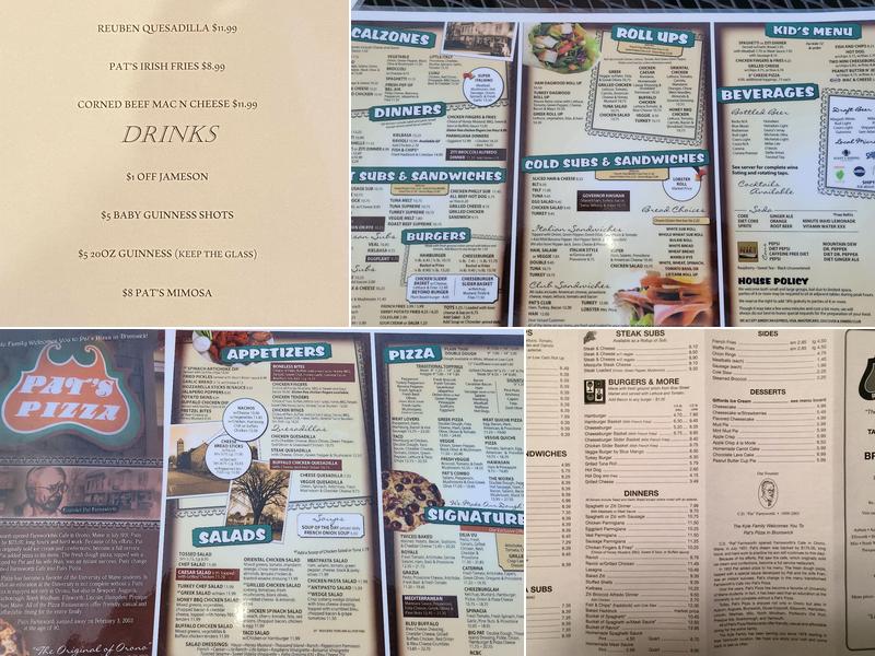 Pat's Pizza Brunswick Menu