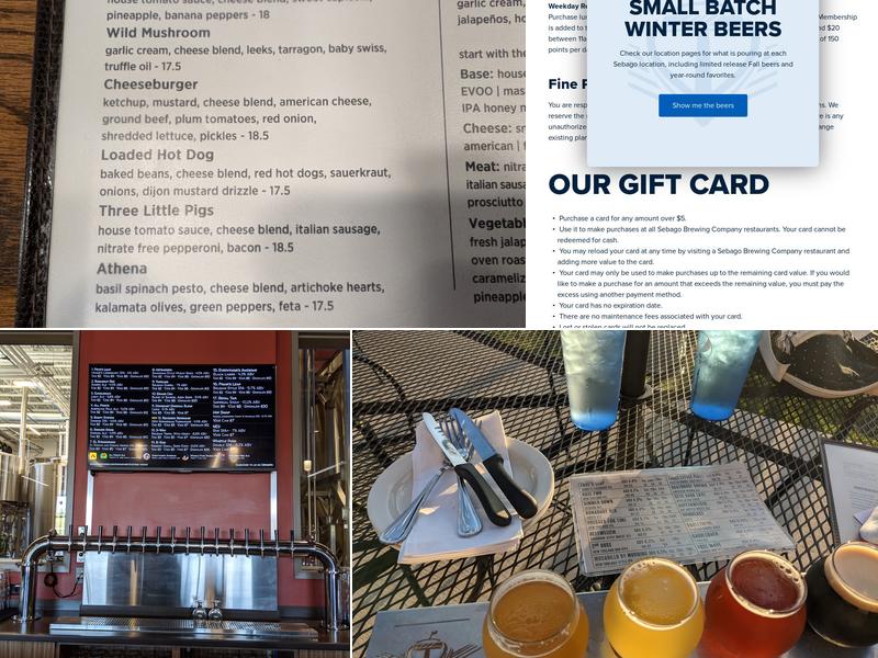 Sebago Brewing Company Brewery & Tasting Room Menu