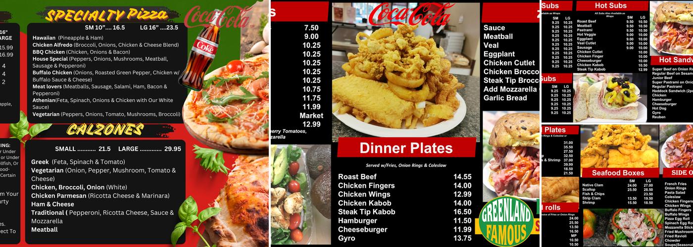 Greenland Famous Roast Beef & Seafood Menu