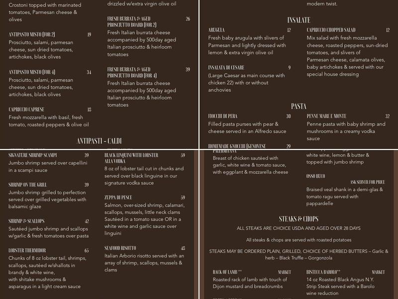 CAPRICCIO BANQUET Menu