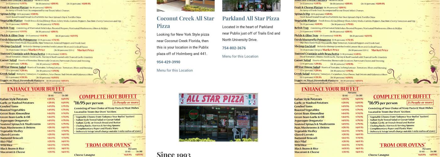 All Star Pizza - Parkland (West) Menu