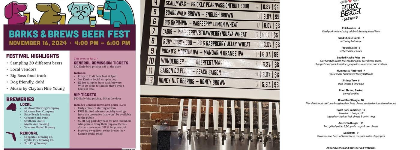 Ruby Beach Brewing Menu