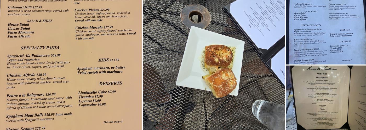 Nonnas Trattoria Menu