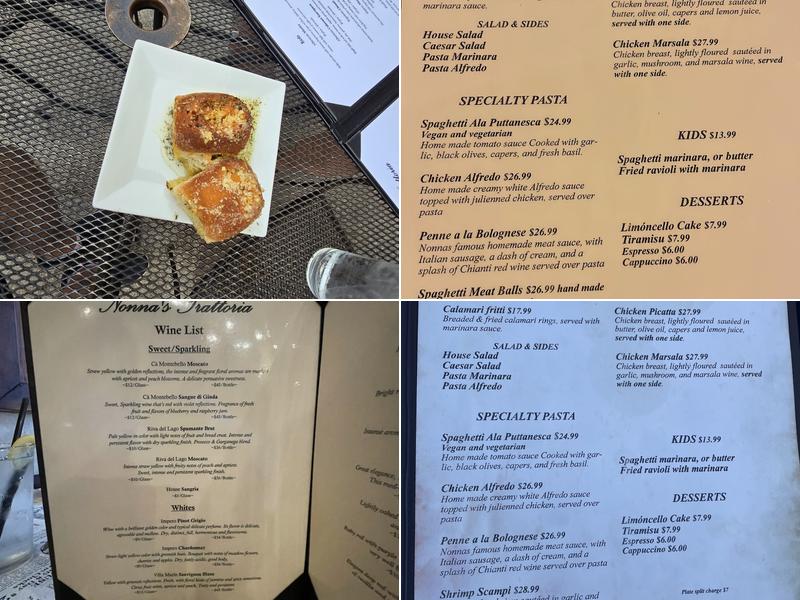 Nonnas Trattoria Menu