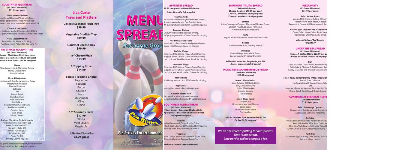 Pin Strikes - Stockbridge Menu