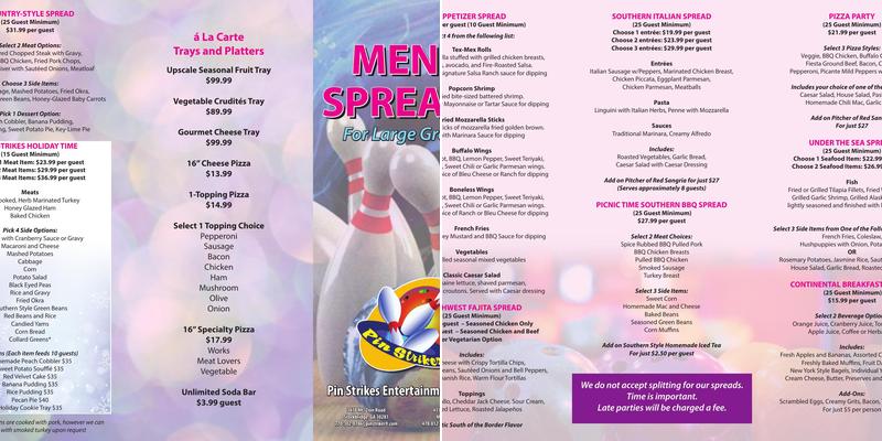 Pin Strikes - Stockbridge Menu