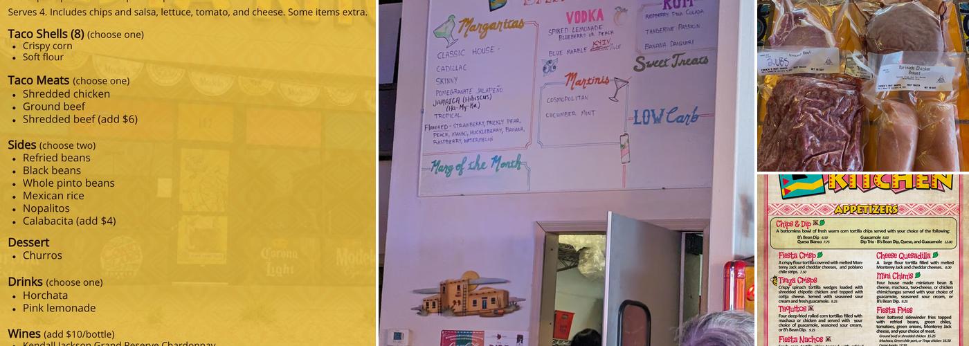 B's Fiesta Kitchen Menu