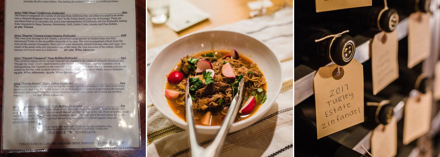 Turley Wine Cellars Menu