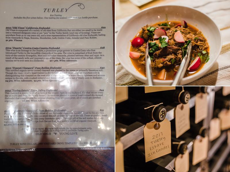 Turley Wine Cellars Menu