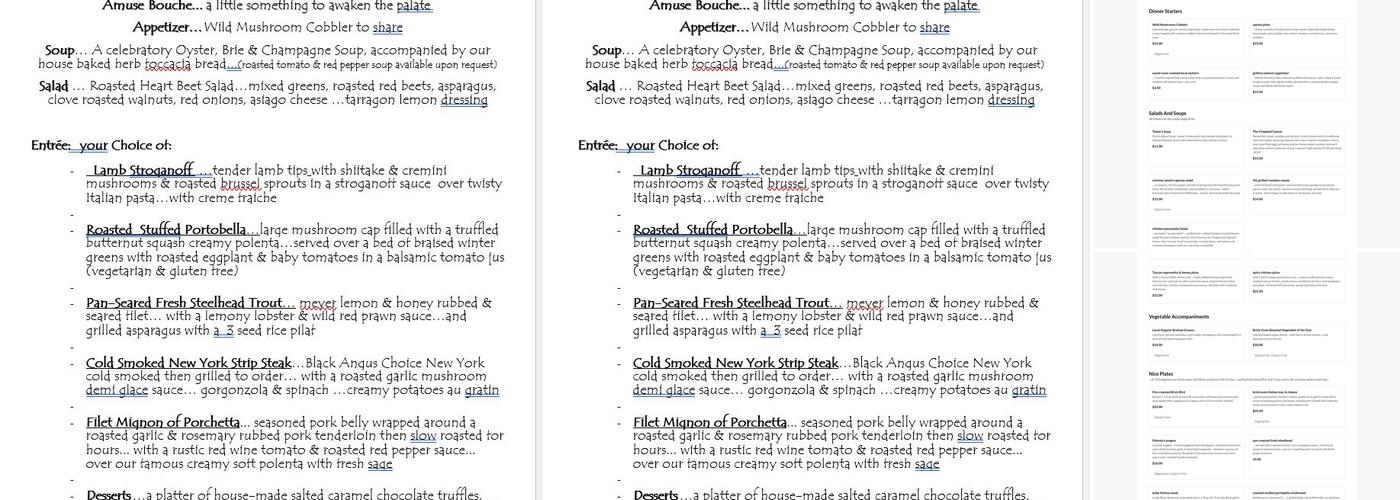 Brick & Fire Bistro Menu