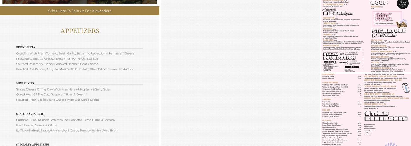 Alexanders on 30th Menu