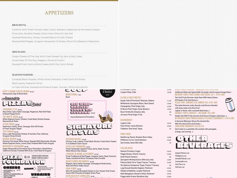 Alexanders on 30th Menu