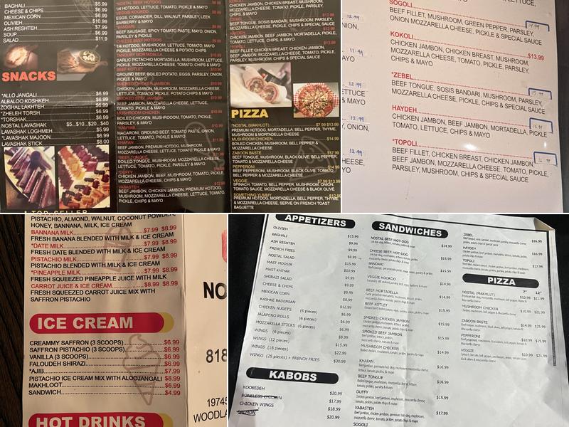 Nostal Cafe Menu