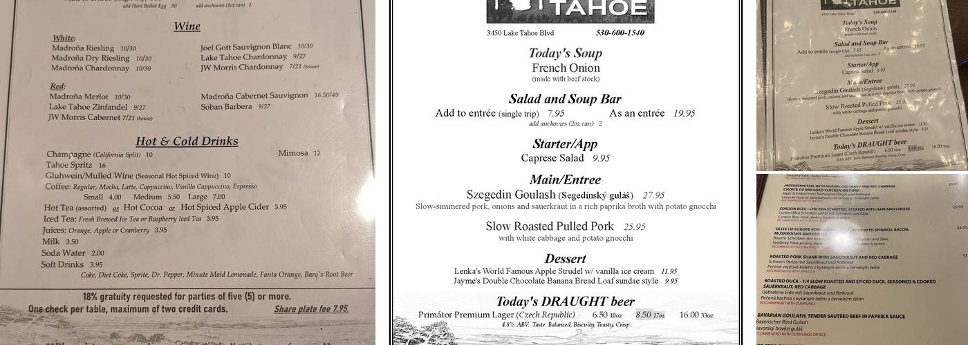 Taste of Tahoe Menu