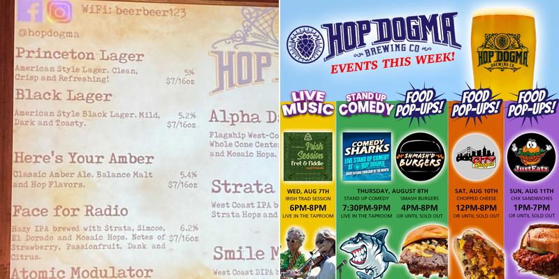 Hop Dogma Brewing Co. Menu