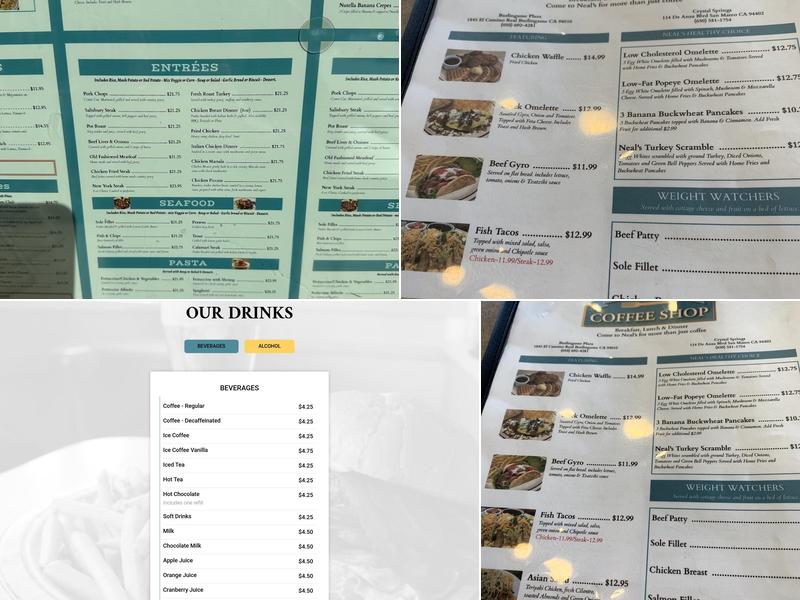 Neal's Coffee Shop Menu