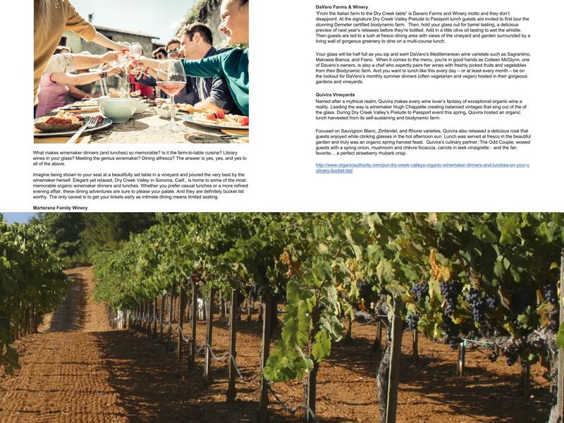Winegrowers of Dry Creek Valley Menu