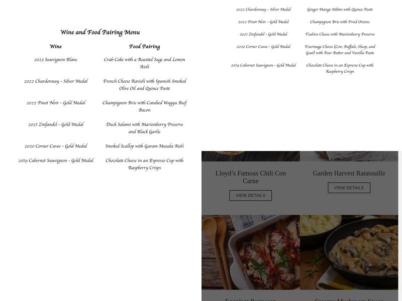 Corner 103 Menu