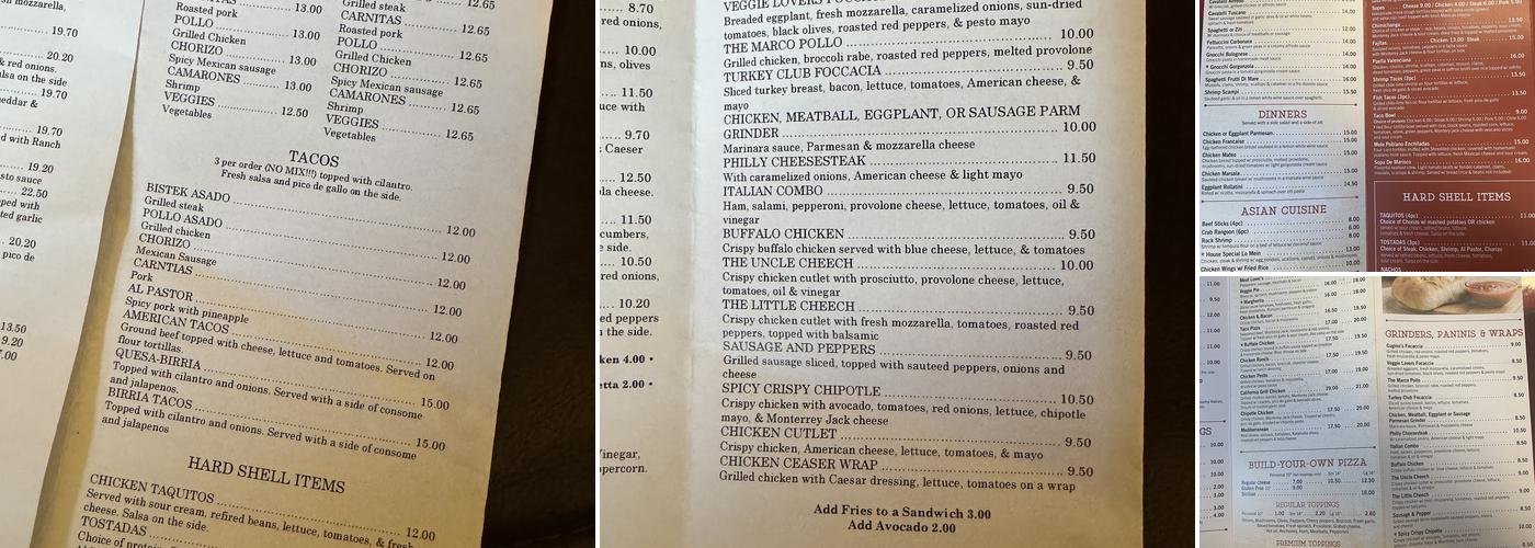 Cugino's Menu