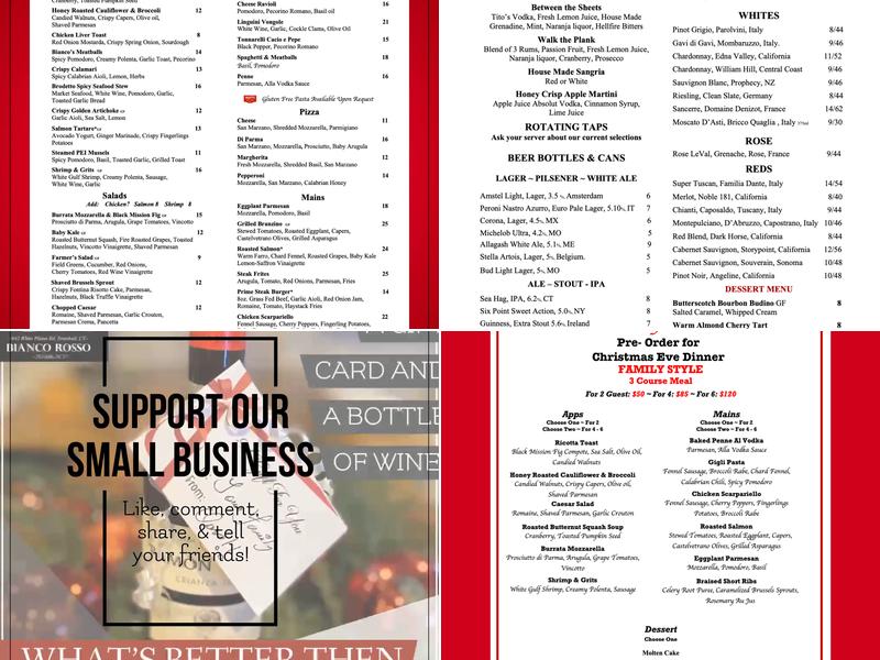 Bianco Rosso Trumbull Menu