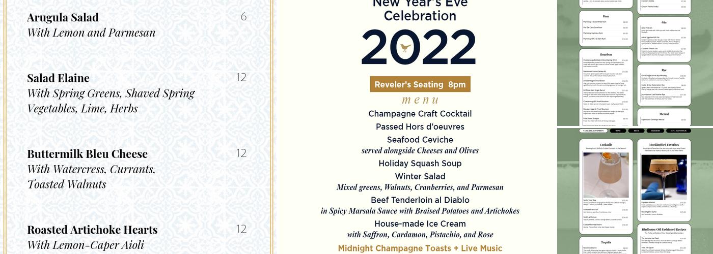 Mockingbird Bar + Garden Menu