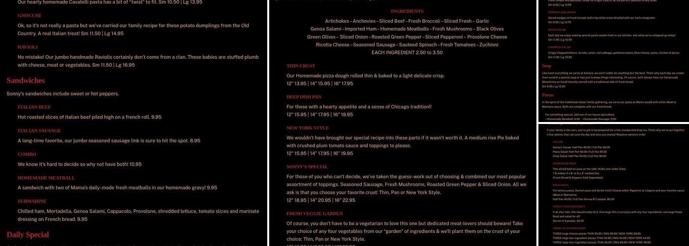 Sonny's Express Menu