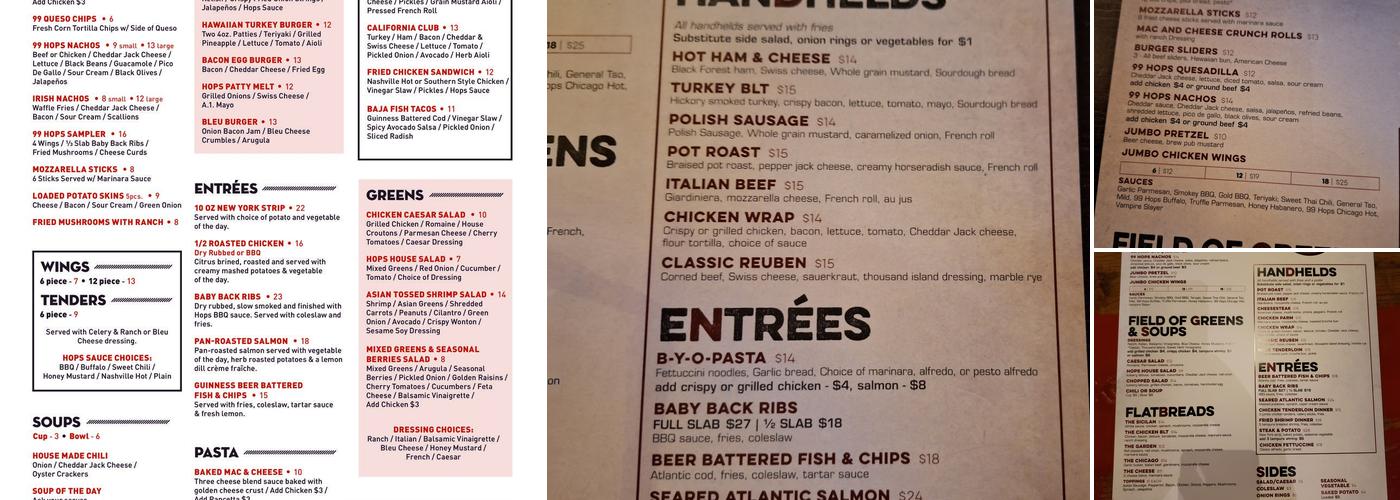 99 Hops House Menu