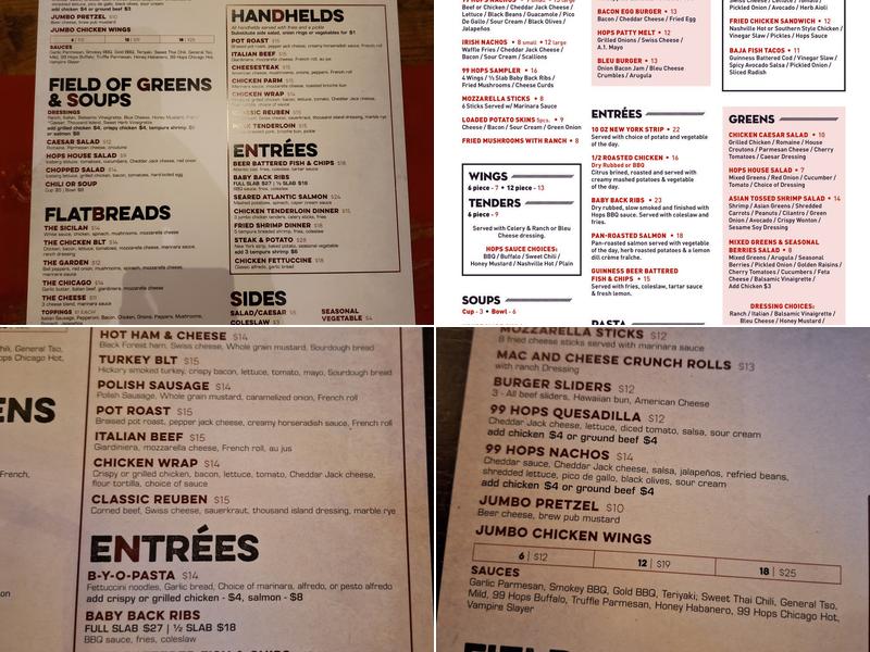 99 Hops House Menu