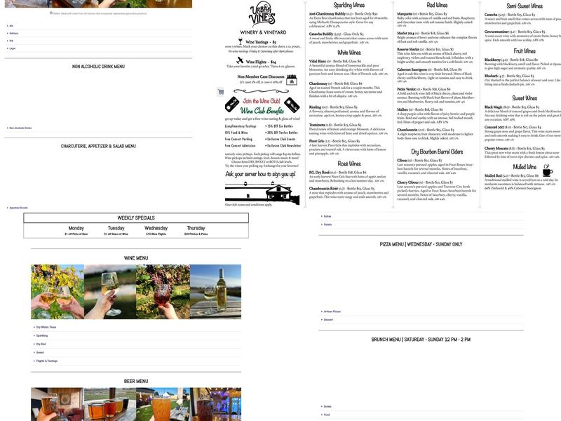 Urban Vines Winery & Brewery Menu