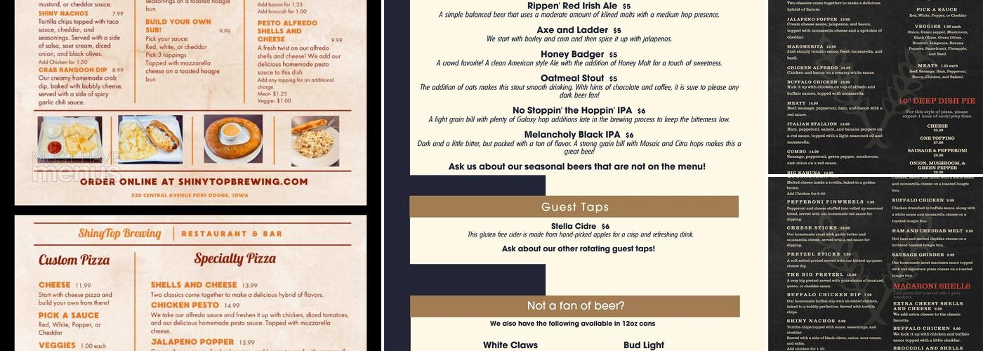 ShinyTop Brewing Menu